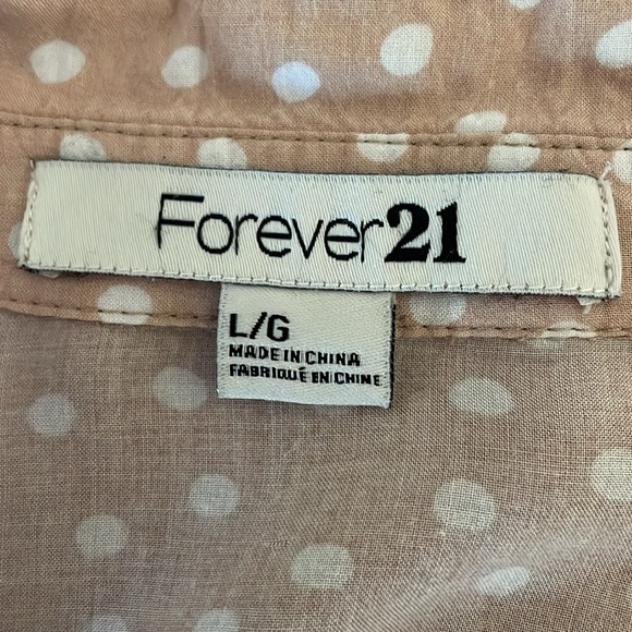 Forever 21 button down peach polkadot long sleeve tunic (L) - Picture 6 of 7